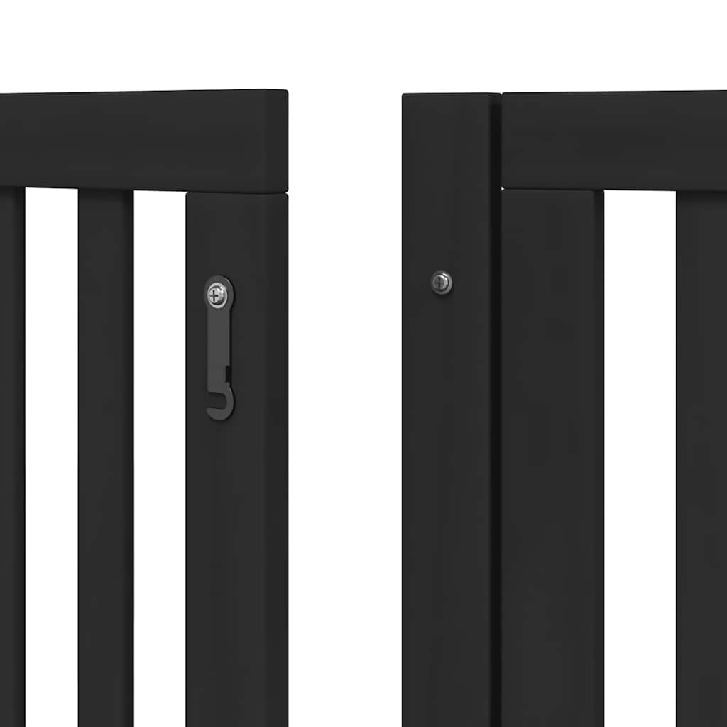 Cancello Cani Porta Pieghevole Nero 10 Pannelli 800 cm Pioppo