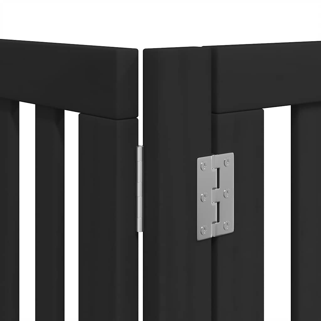 Cancello Cani Porta Pieghevole Nero 10 Pannelli 800 cm Pioppo