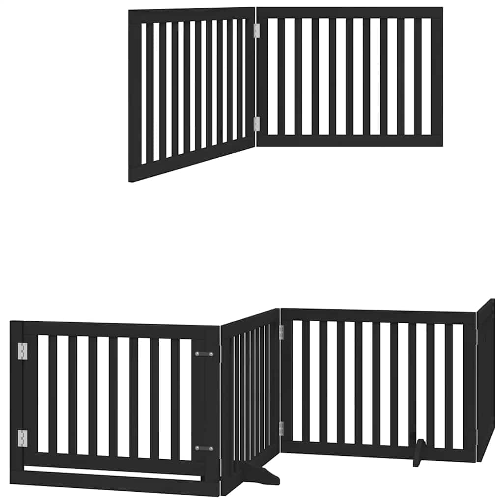 Cancello Cani Porta Pieghevole Nero 12 Pannelli 960 cm Pioppo