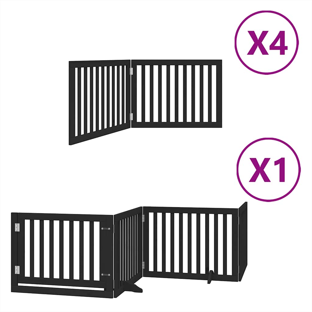 Cancello Cani Porta Pieghevole Nero 12 Pannelli 960 cm Pioppo