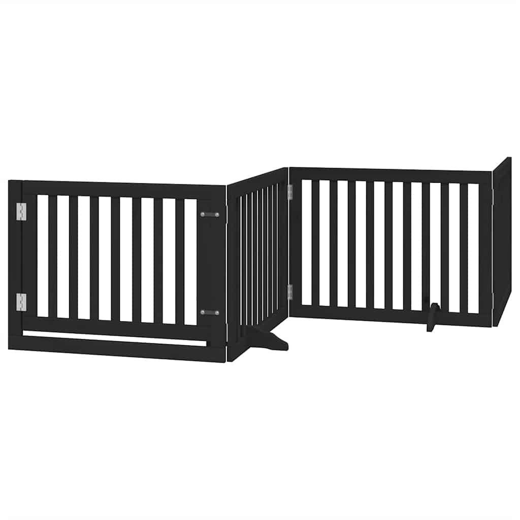Cancello Cani Porta Pieghevole Nero 12 Pannelli 960 cm Pioppo