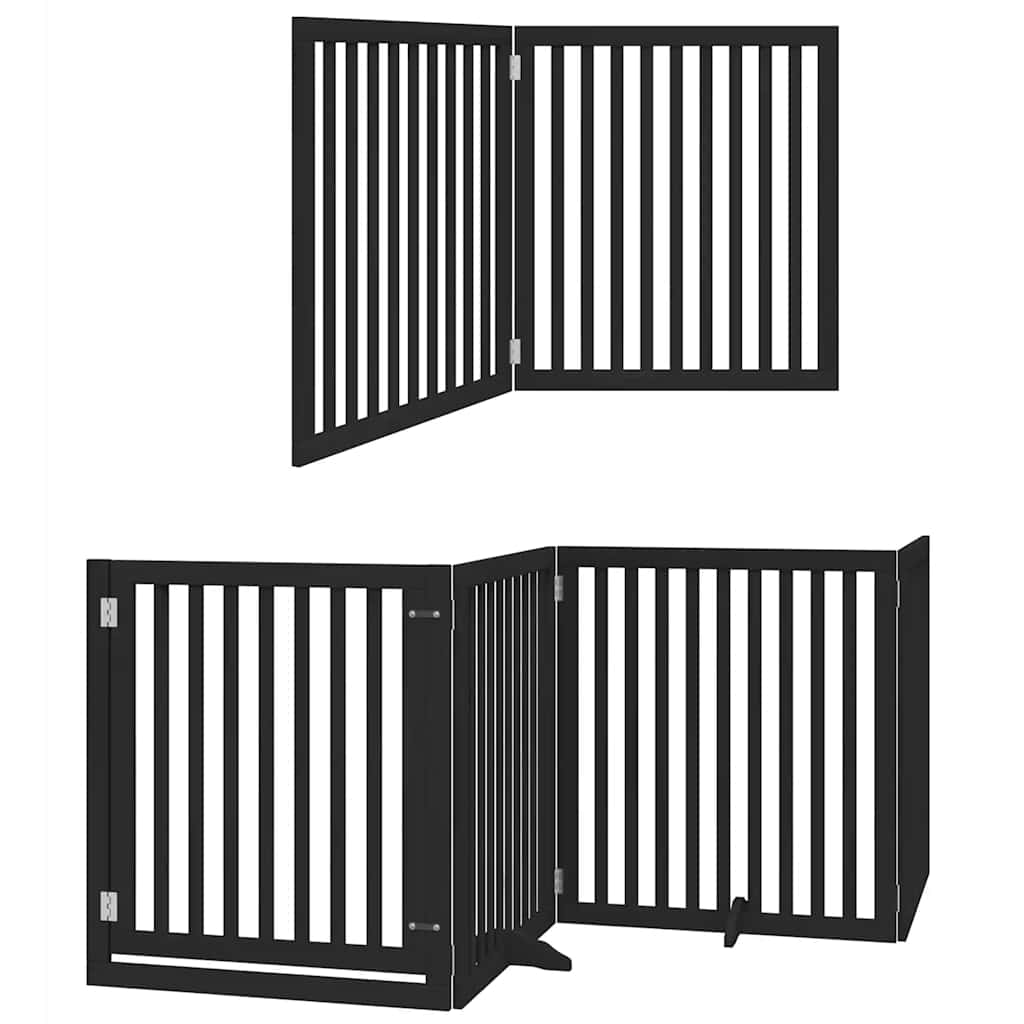 Cancello per Cani Porta Pieghevole Nero 6 Pannelli 480cm Pioppo