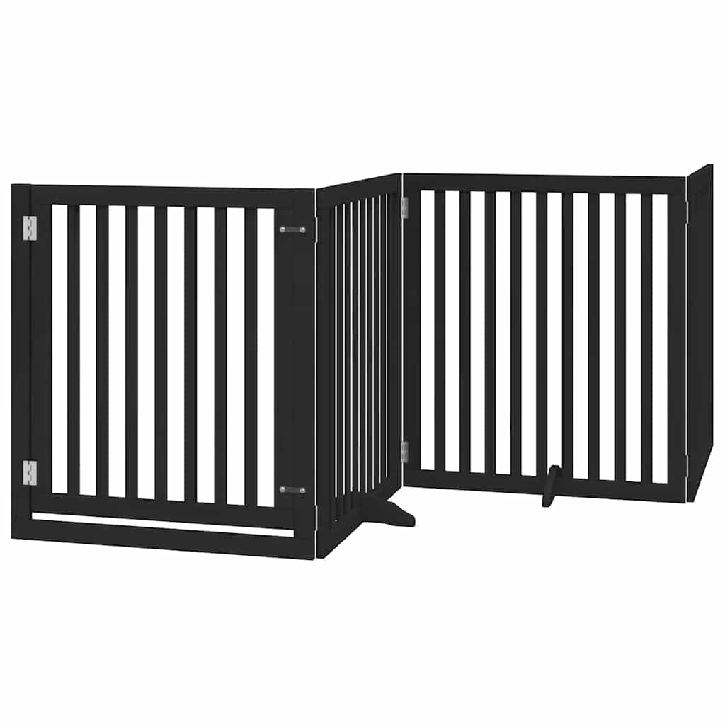Cancello Cani Porta Pieghevole Nero 8 Pannelli 640 cm Pioppo