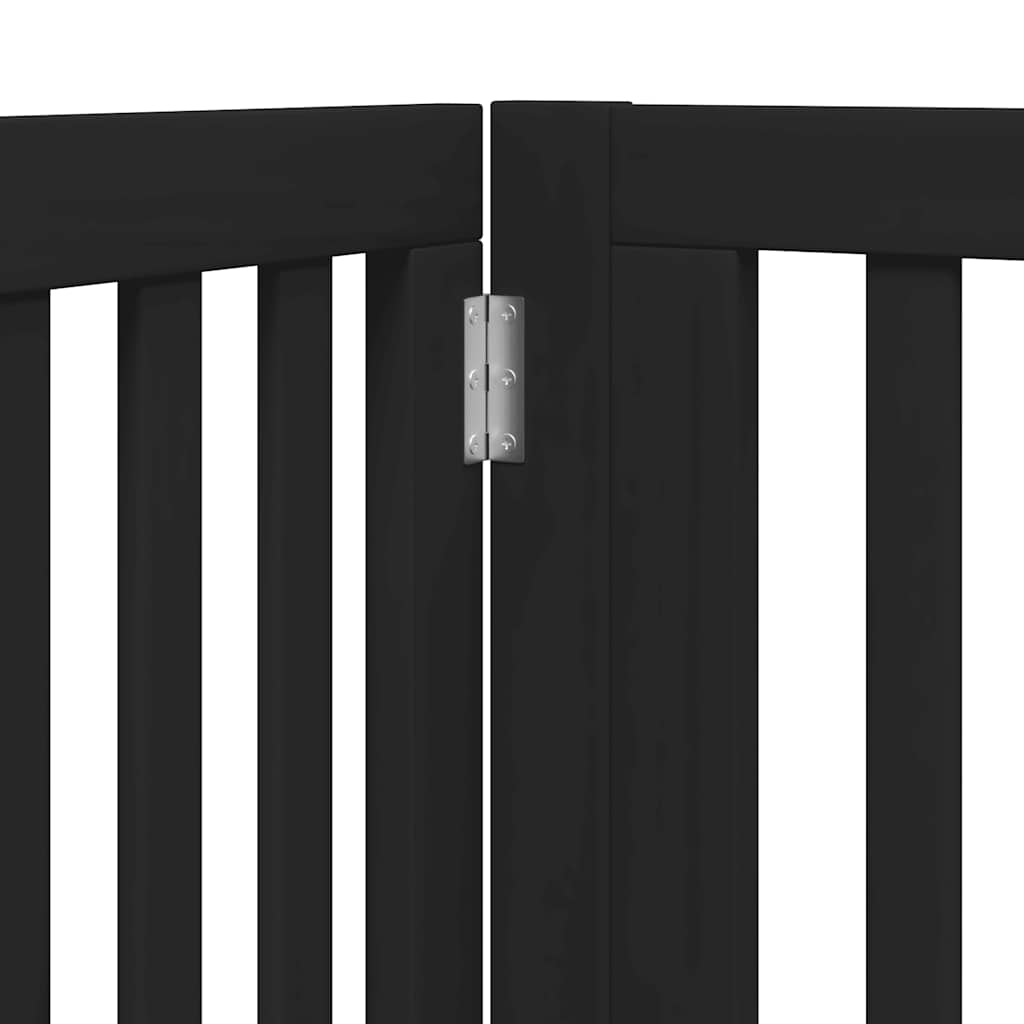 Cancello Cani Porta Pieghevole Nero 8 Pannelli 640 cm Pioppo
