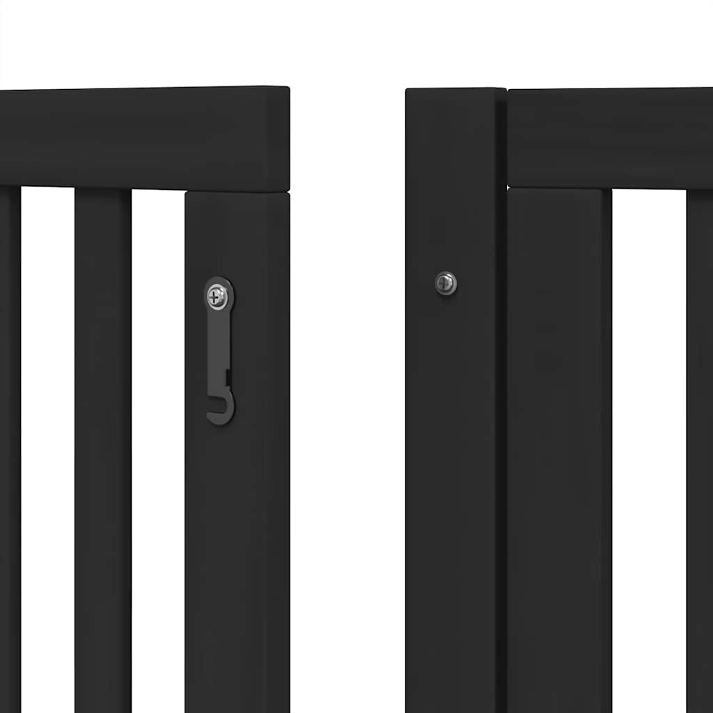 Cancello Cani Porta Pieghevole Nero 8 Pannelli 640 cm Pioppo
