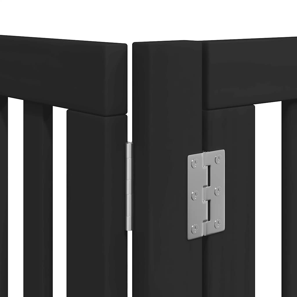 Cancello Cani Porta Pieghevole Nero 8 Pannelli 640 cm Pioppo