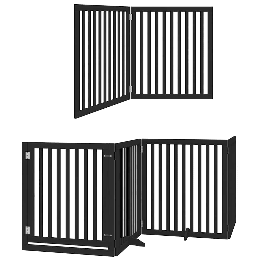 Cancello Cani Porta Pieghevole Nero 10 Pannelli 800 cm Pioppo