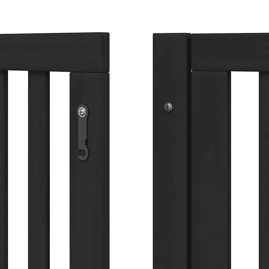 Cancello Cani Porta Pieghevole Nero 10 Pannelli 800 cm Pioppo