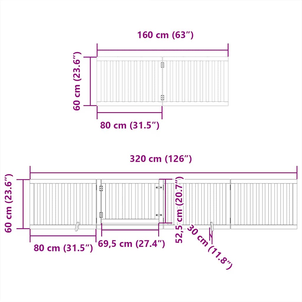 Cancello Cani Porta Pieghevole Marrone 12 Pannelli 960cm Pioppo