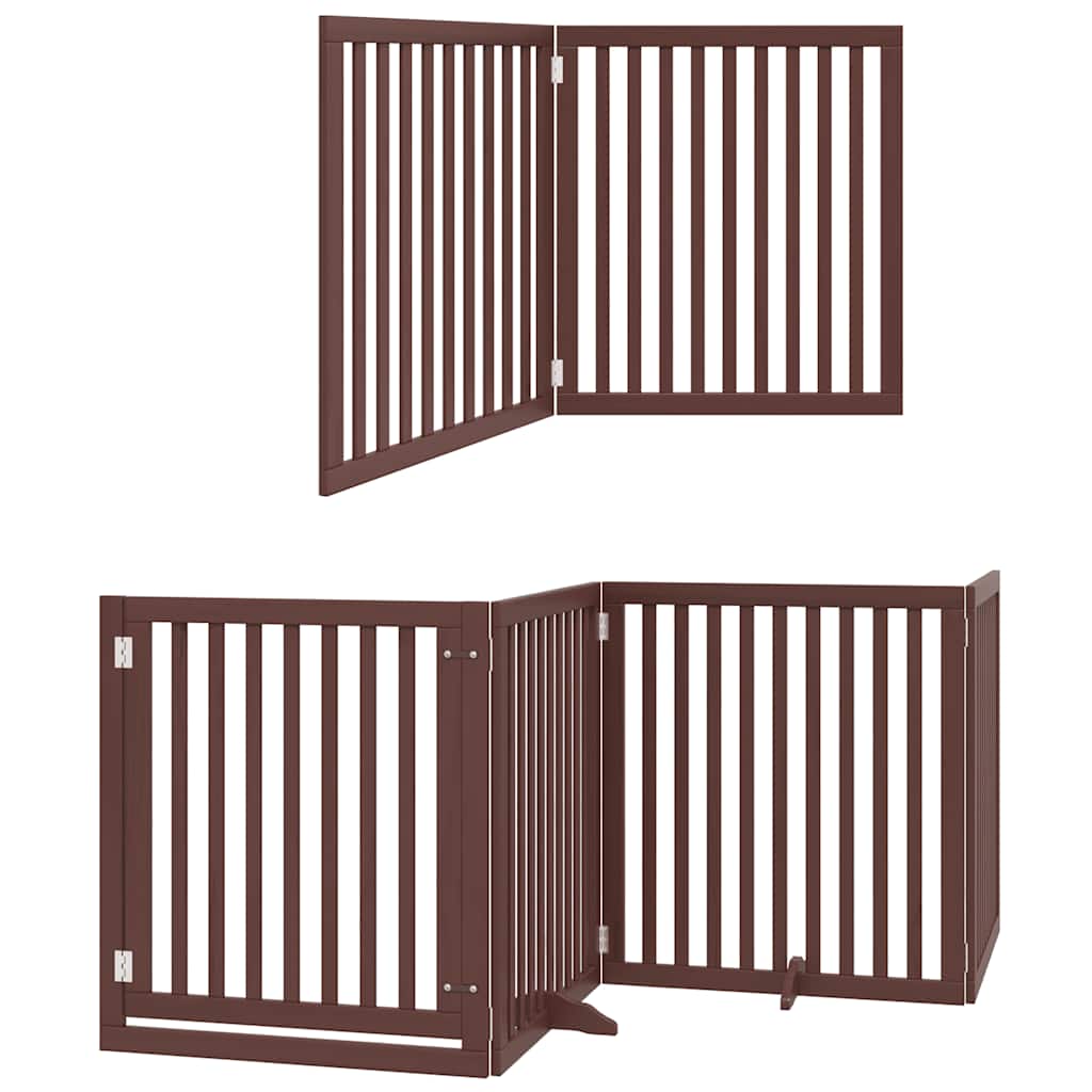 Cancello Cani Porta Pieghevole Marrone 6 Pannelli 480cm Pioppo