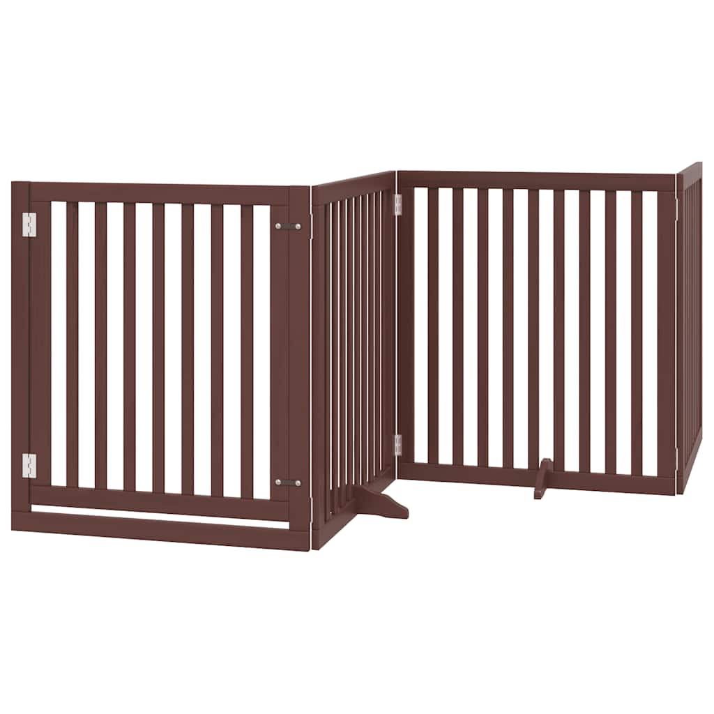 Cancello Cani Porta Pieghevole Marrone 6 Pannelli 480cm Pioppo