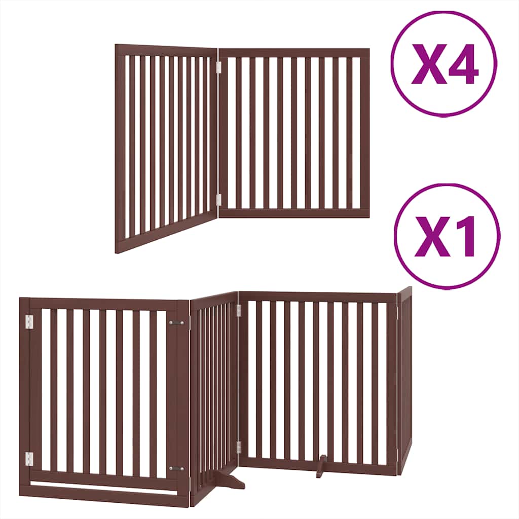 Cancello Cani Porta Pieghevole Marrone 12 Pannelli 960cm Pioppo