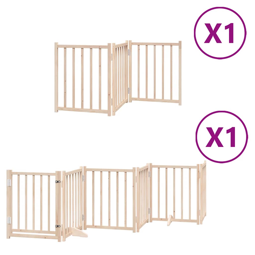 Cancello per Cani con Porta Pieghevole 9 Pannelli 450 cm Pioppo