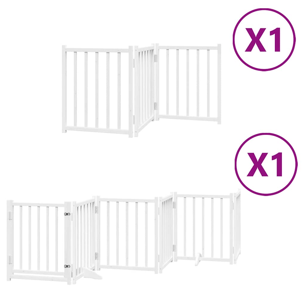 Cancello Cani Porta Pieghevole Bianco 9 Pannelli 450 cm Pioppo