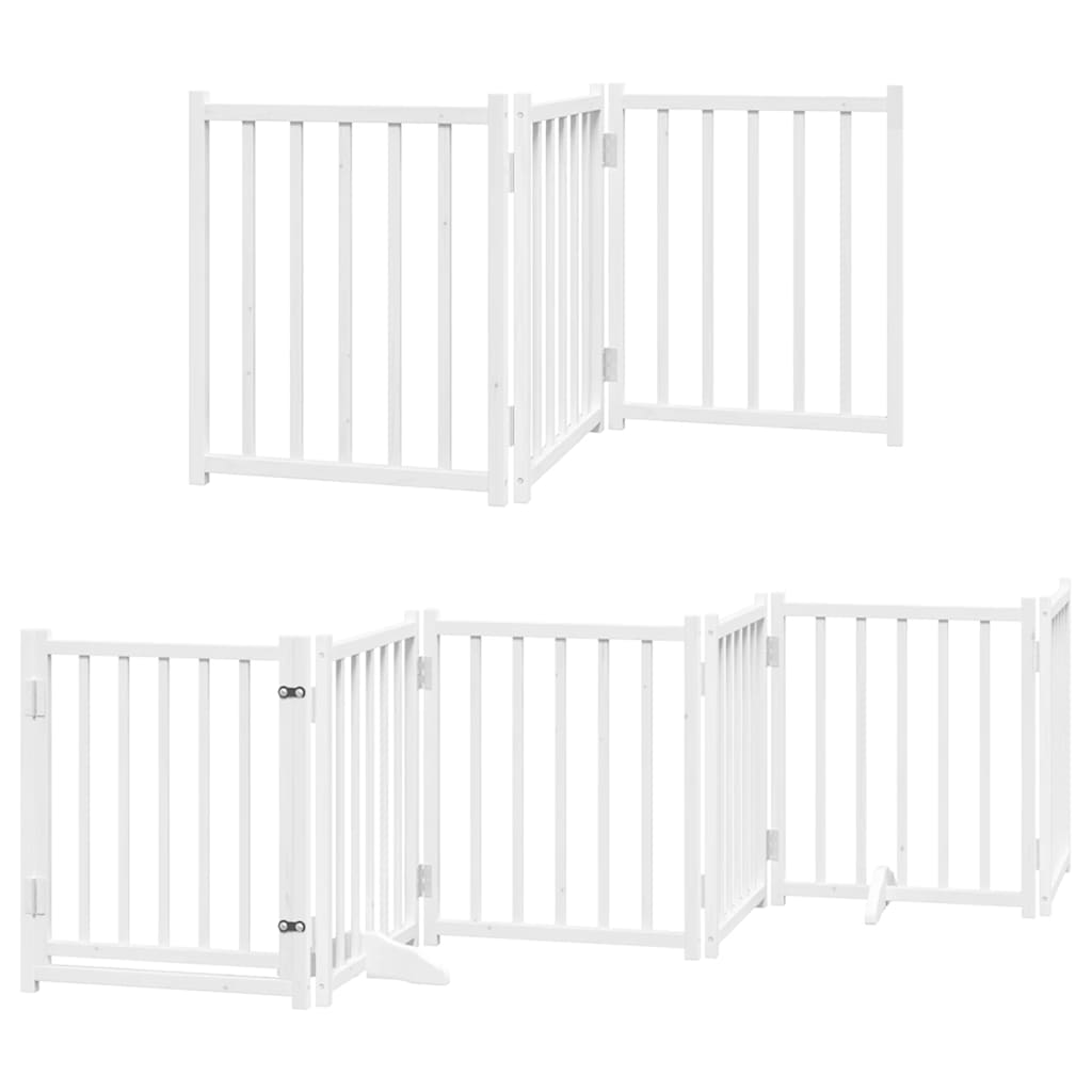Cancello Cani Porta Pieghevole Bianco 9 Pannelli 450 cm Pioppo