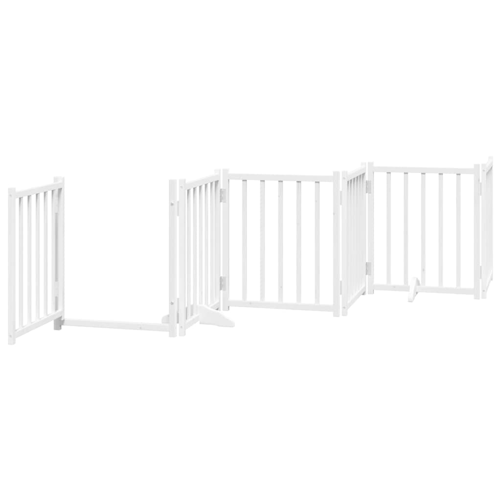 Cancello Cani Porta Pieghevole Bianco 9 Pannelli 450 cm Pioppo