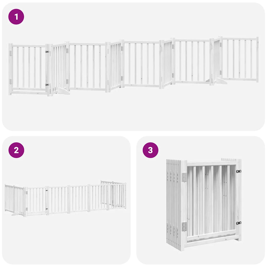 Cancello Cani Porta Pieghevole Bianco 9 Pannelli 450 cm Pioppo