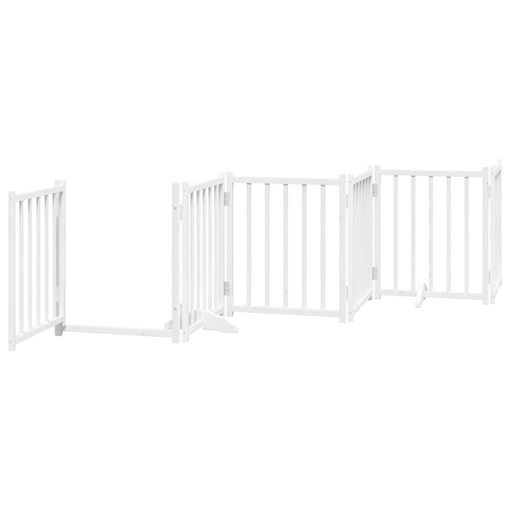 Cancello Cani Porta Pieghevole Bianco 15 Pannelli 750 cm Pioppo