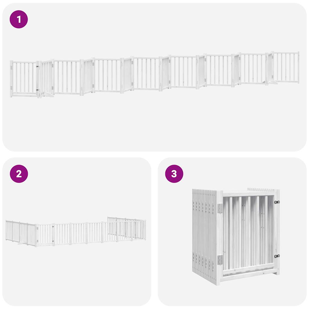 Cancello Cani Porta Pieghevole Bianco 15 Pannelli 750 cm Pioppo