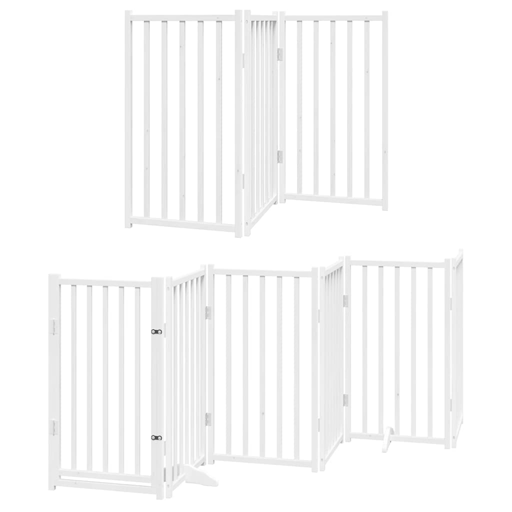 Cancello Cani Porta Pieghevole Bianco 12 Pannelli 600 cm Pioppo