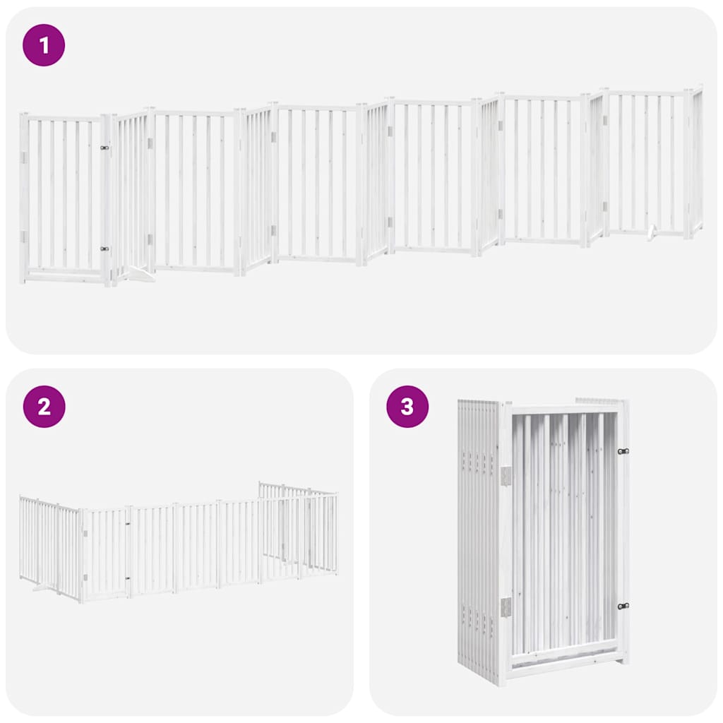 Cancello Cani Porta Pieghevole Bianco 12 Pannelli 600 cm Pioppo