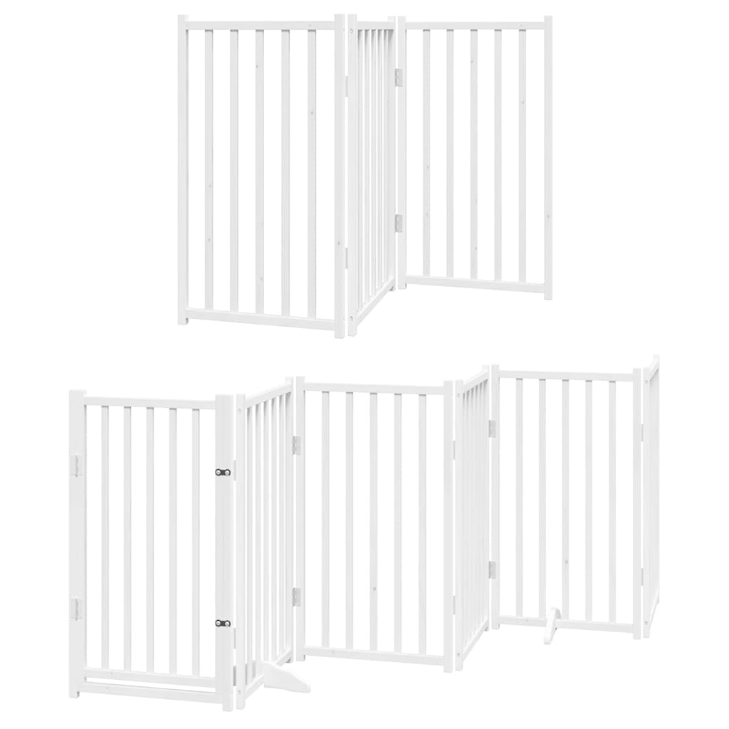 Cancello Cani Porta Pieghevole Bianco 15 Pannelli 750 cm Pioppo
