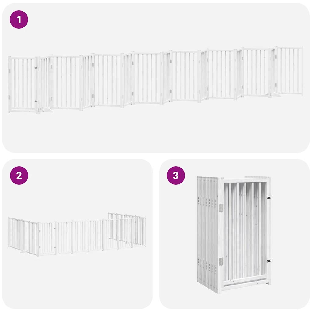 Cancello Cani Porta Pieghevole Bianco 15 Pannelli 750 cm Pioppo