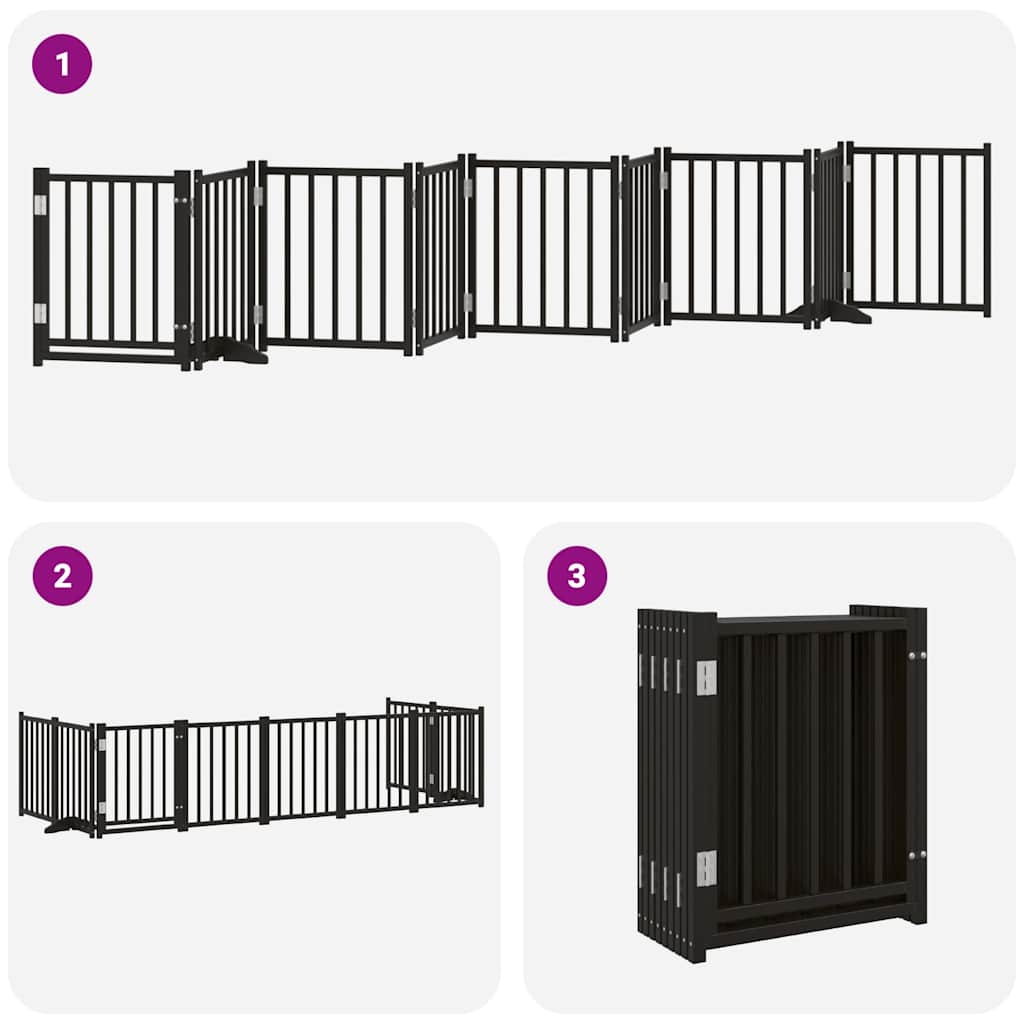 Cancello per Cani Porta Pieghevole Nero 9 Pannelli 450cm Pioppo