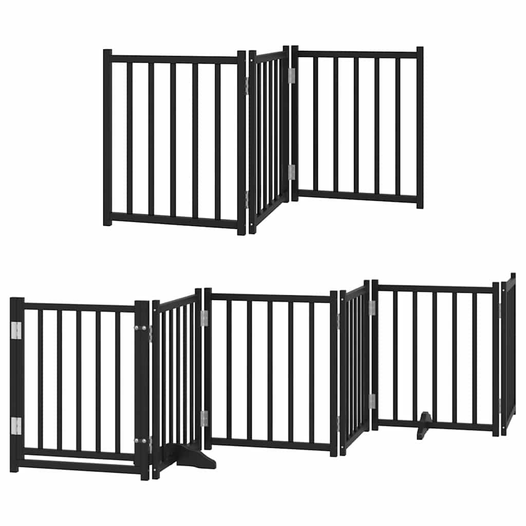 Cancello Cani Porta Pieghevole Nero 12 Pannelli 600 cm Pioppo
