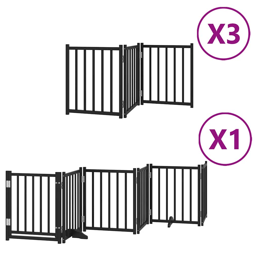 Cancello Cani Porta Pieghevole Nero 15 Pannelli 750 cm Pioppo