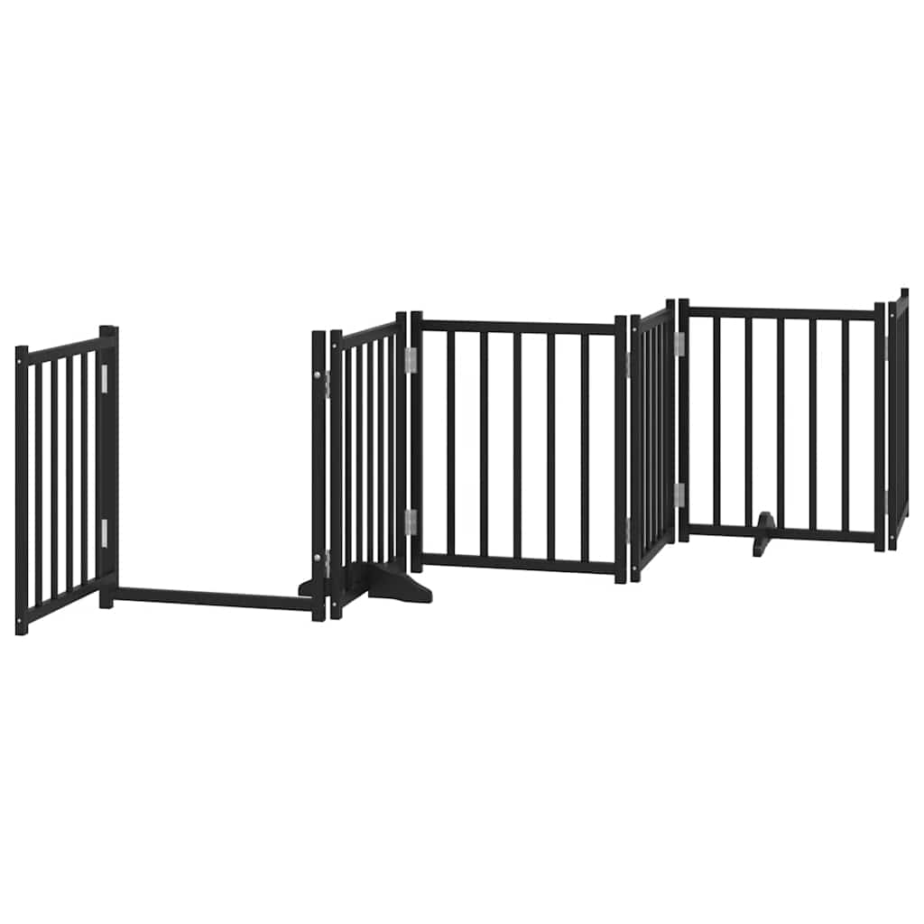 Cancello Cani Porta Pieghevole Nero 15 Pannelli 750 cm Pioppo