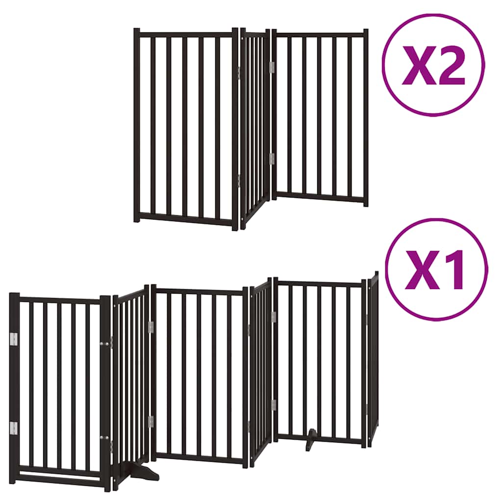 Cancello Cani Porta Pieghevole Nero 12 Pannelli 600 cm Pioppo