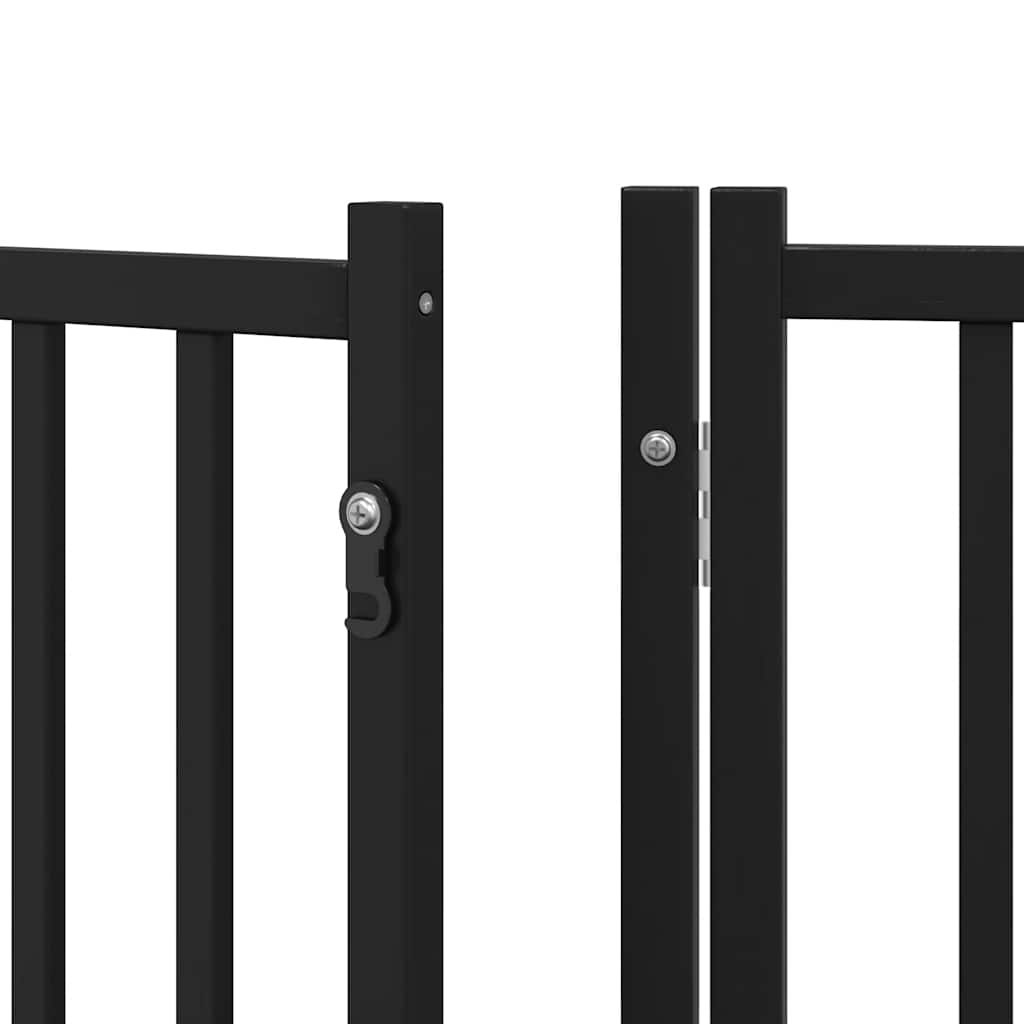 Cancello Cani Porta Pieghevole Nero 12 Pannelli 600 cm Pioppo