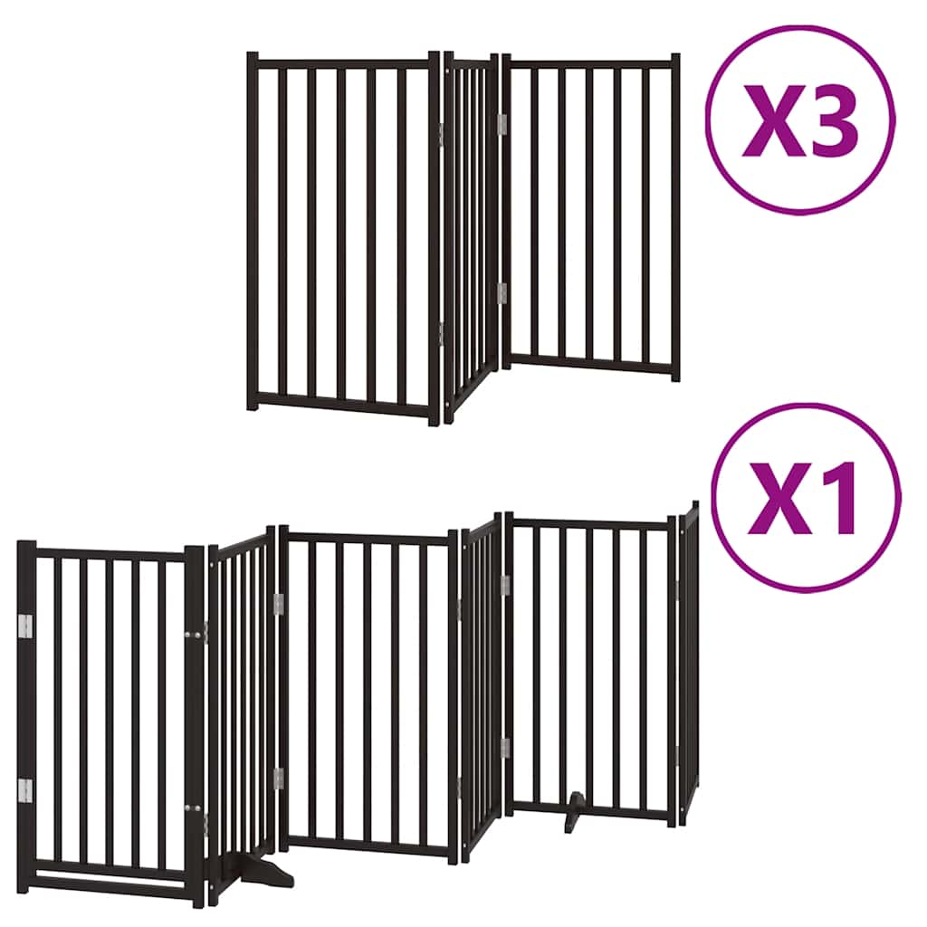 Cancello Cani Porta Pieghevole Nero 15 Pannelli 750 cm Pioppo