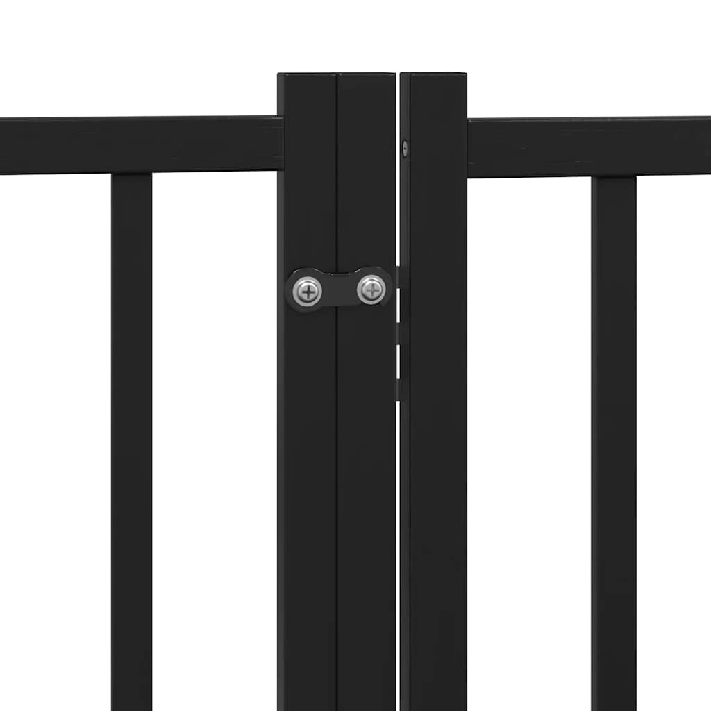 Cancello Cani Porta Pieghevole Nero 15 Pannelli 750 cm Pioppo