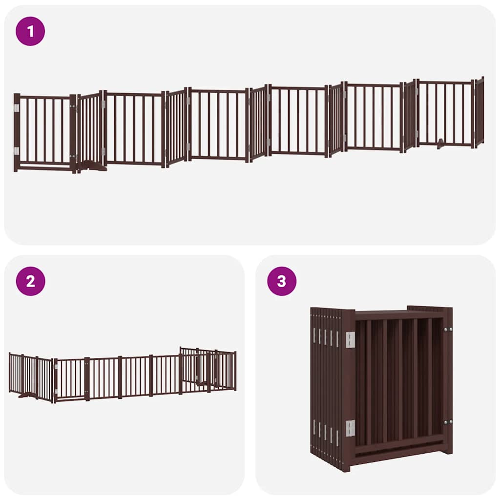Cancello Cani Porta Pieghevole Marrone 12 Pannelli 600cm Pioppo