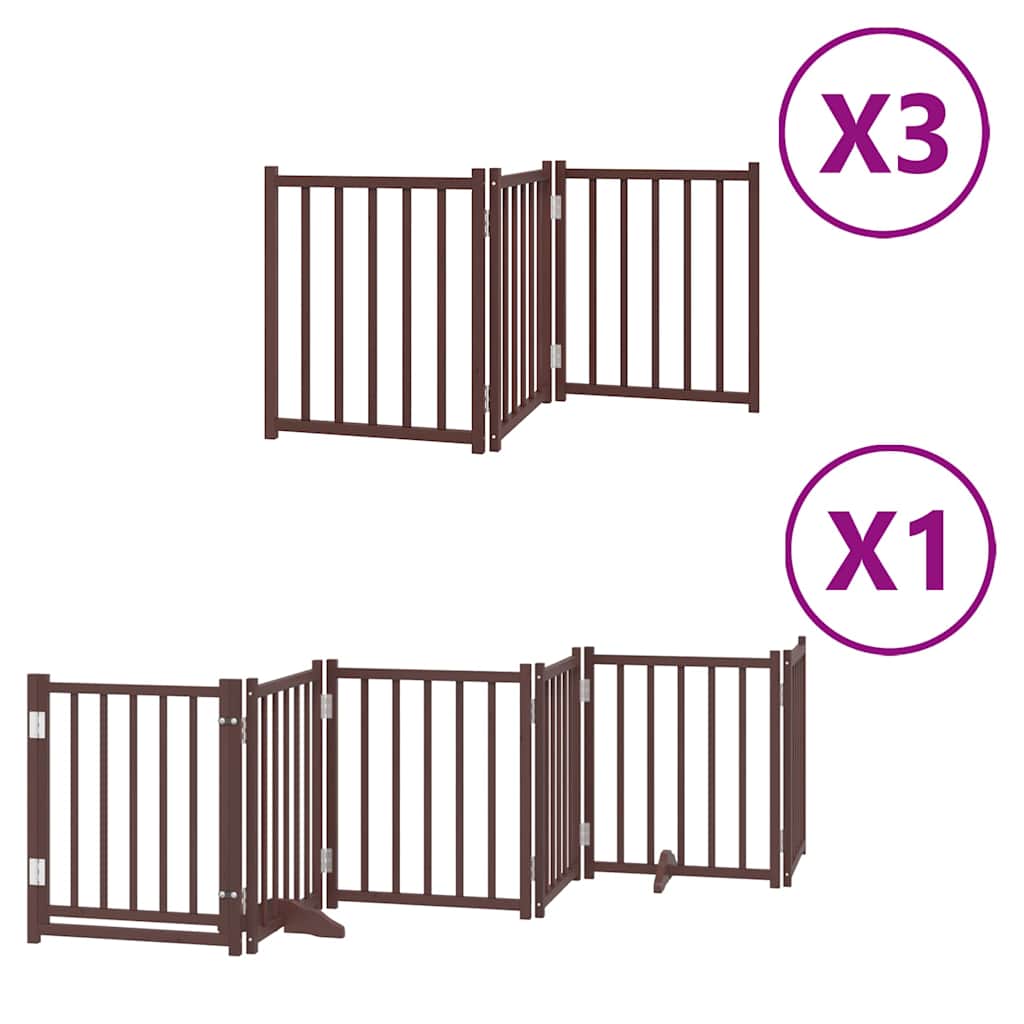 Cancello Cani Porta Pieghevole Marrone 15 Pannelli 750cm Pioppo