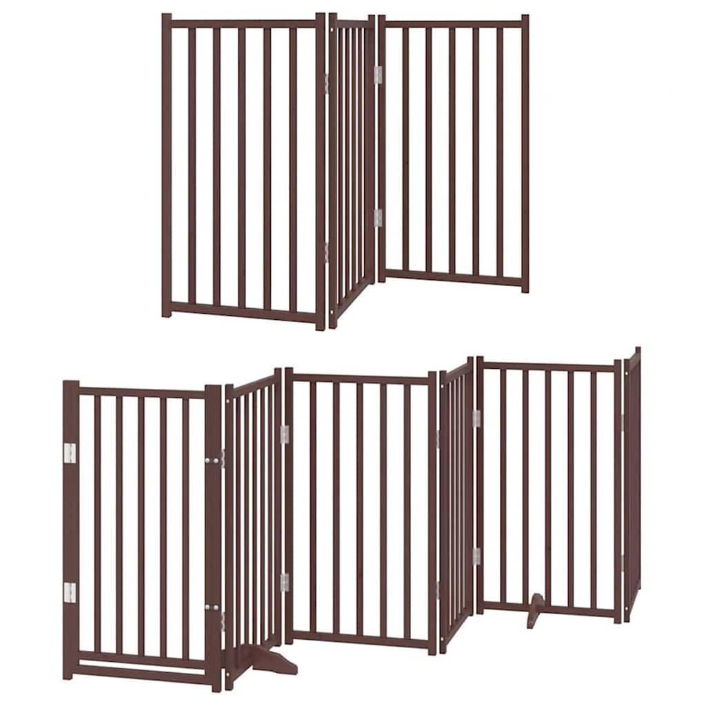 Cancello Cani Porta Pieghevole Marrone 12 Pannelli 600cm Pioppo