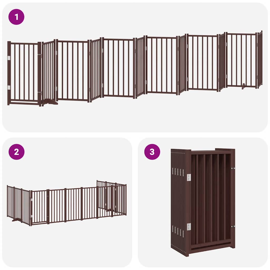 Cancello Cani Porta Pieghevole Marrone 12 Pannelli 600cm Pioppo