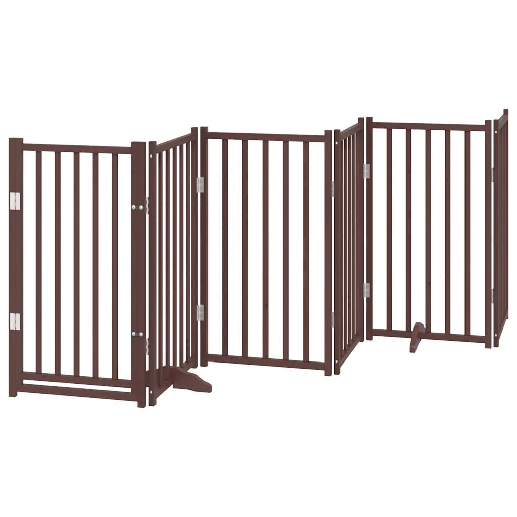 Cancello Cani Porta Pieghevole Marrone 15 Pannelli 750cm Pioppo