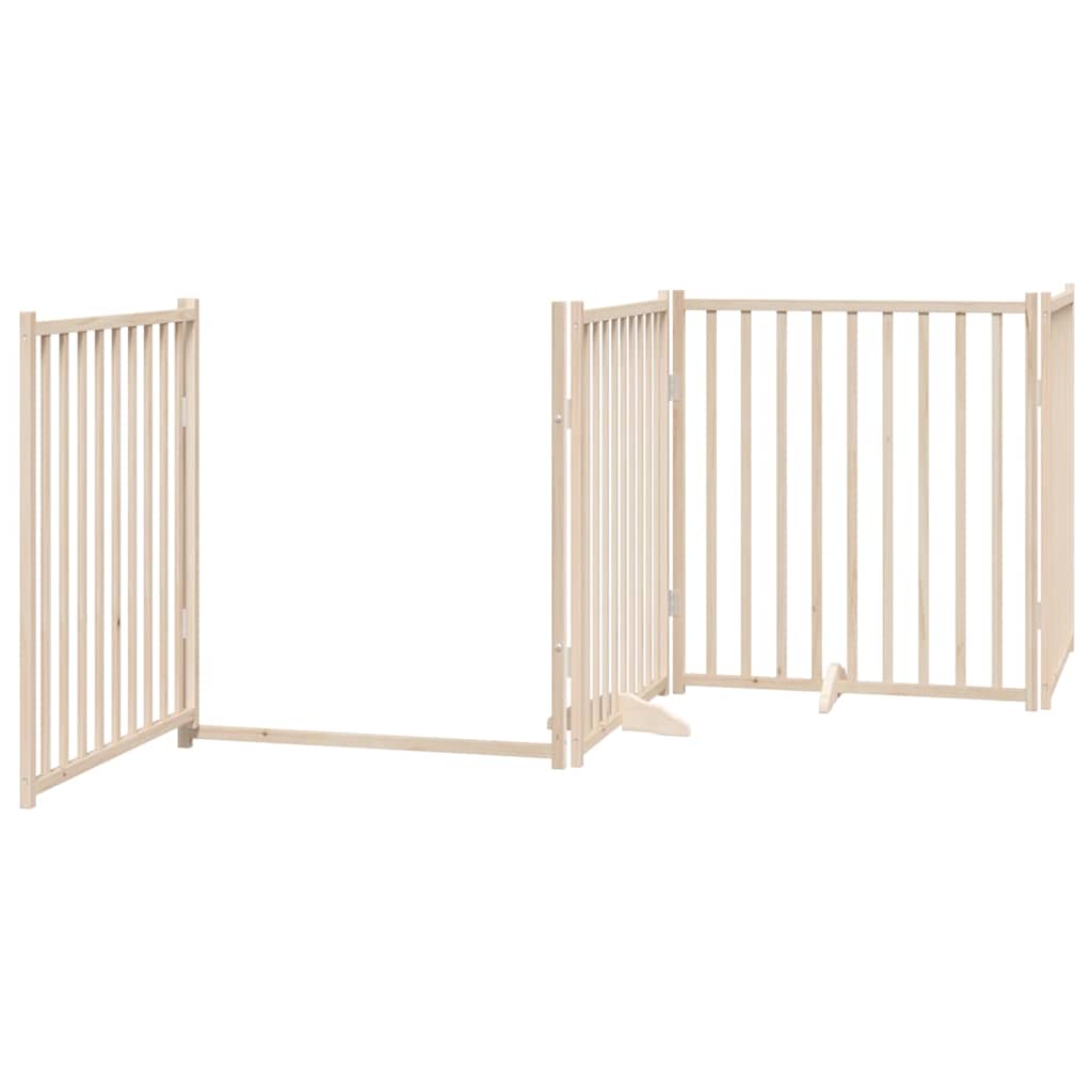 Cancello per Cani Porta Pieghevole 8 Pannelli 640 cm in Pioppo