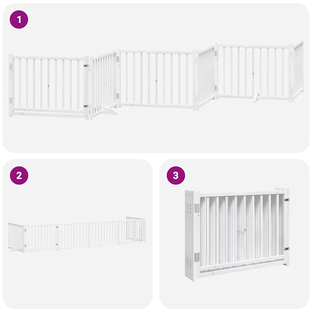 Cancello Cani Porta Pieghevole Bianco 6 Pannelli 480 cm Pioppo