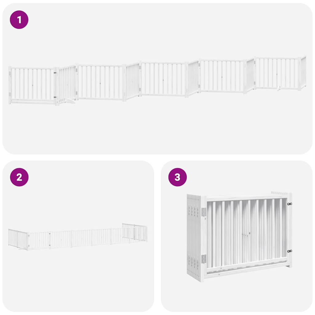 Cancello Cani Porta Pieghevole Bianco 10 Pannelli 800 cm Pioppo