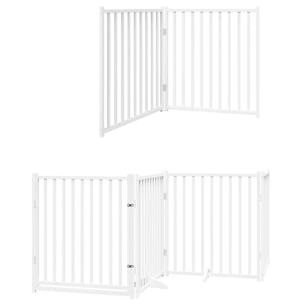 Cancello Cani Porta Pieghevole Bianco 10 Pannelli 800 cm Pioppo