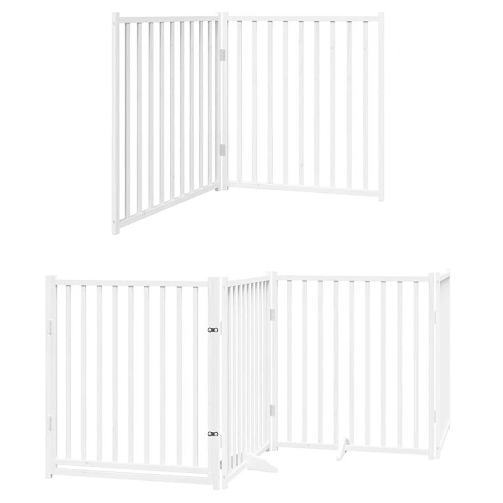 Cancello Cani Porta Pieghevole Bianco 12 Pannelli 960 cm Pioppo