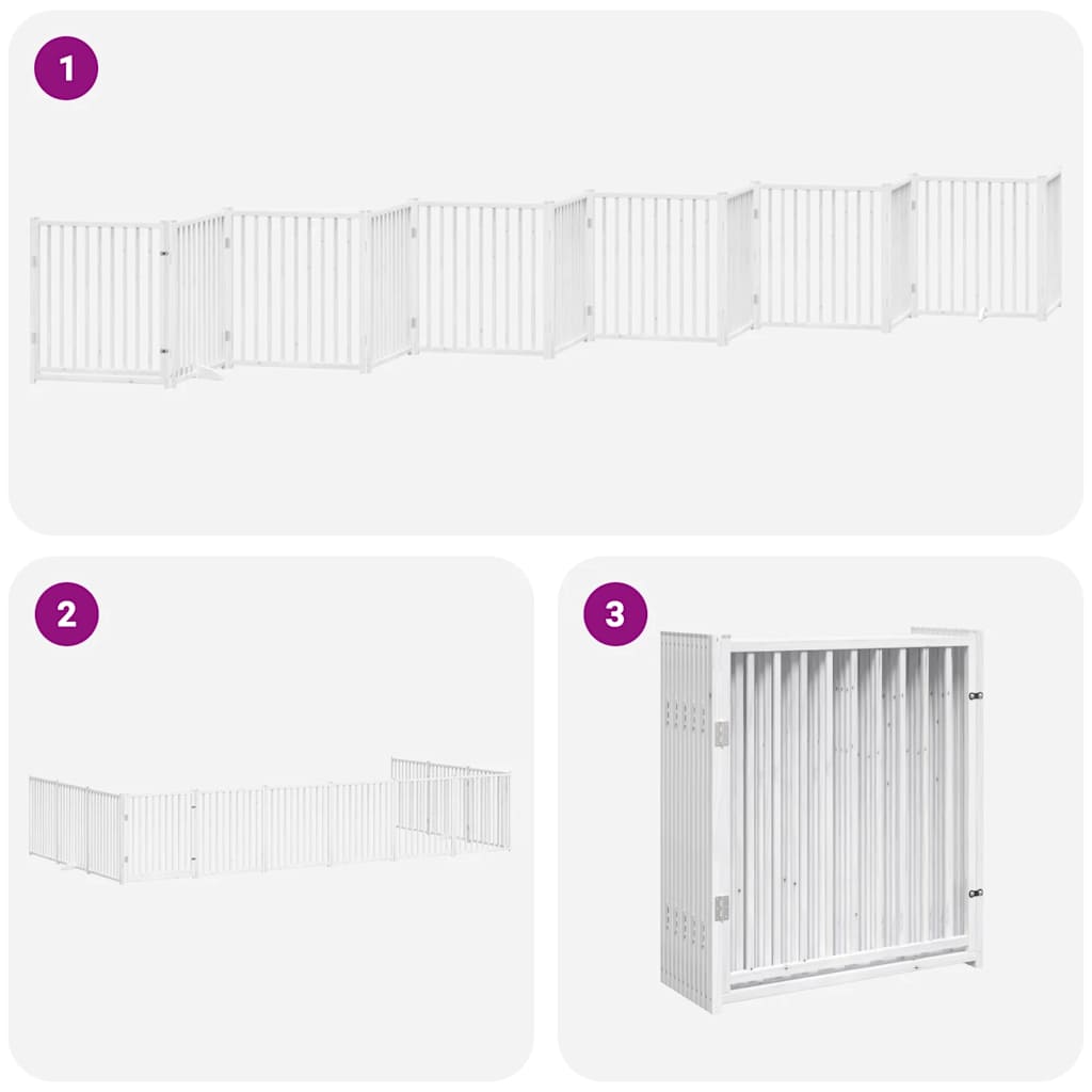 Cancello Cani Porta Pieghevole Bianco 12 Pannelli 960 cm Pioppo