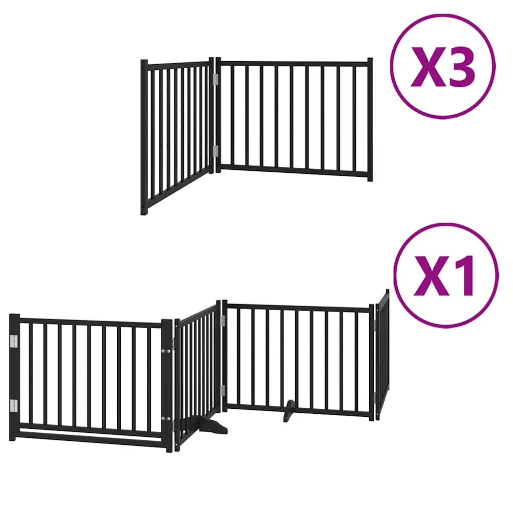 Cancello Cani Porta Pieghevole Nero 10 Pannelli 800 cm Pioppo