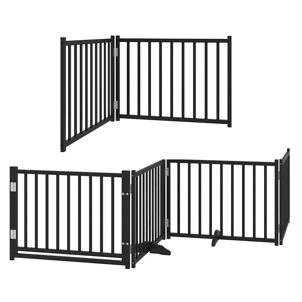 Cancello Cani Porta Pieghevole Nero 10 Pannelli 800 cm Pioppo