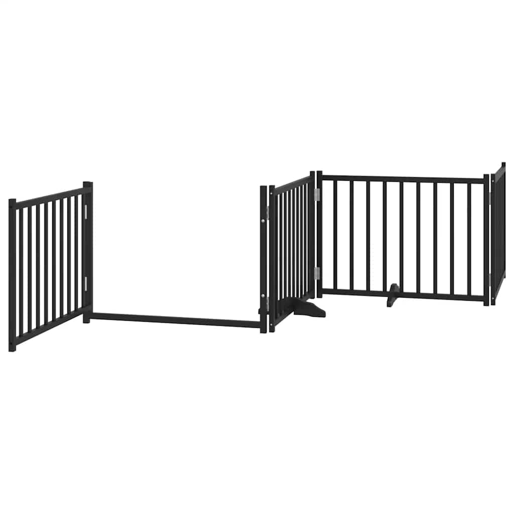 Cancello Cani Porta Pieghevole Nero 10 Pannelli 800 cm Pioppo