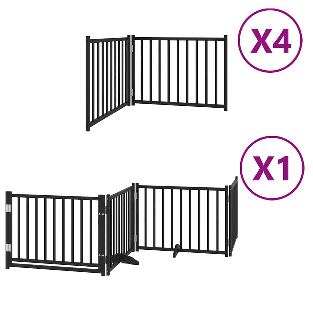 Cancello Cani Porta Pieghevole Nero 12 Pannelli 960 cm Pioppo